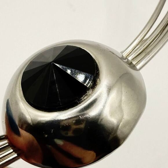 Vintage Spray Brooch • Black Stone + Rhinestones • 5” • Atomic Style • Unmarked - Picture 7 of 15